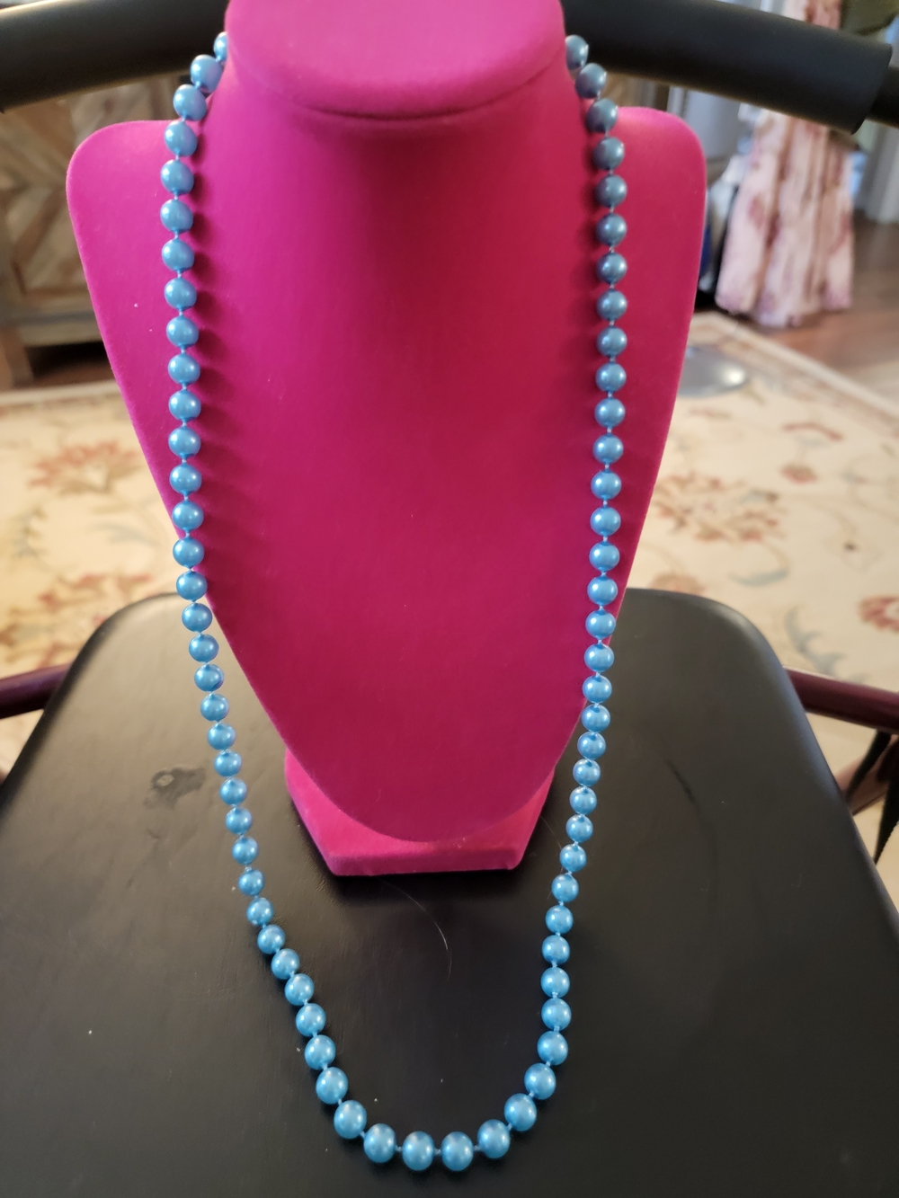 Vintage Blue Pearl Bead Necklace - Women Jewelry